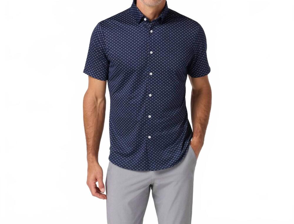 NEW MIZZEN + MAIN halyard short sleeve shirt in navy gem